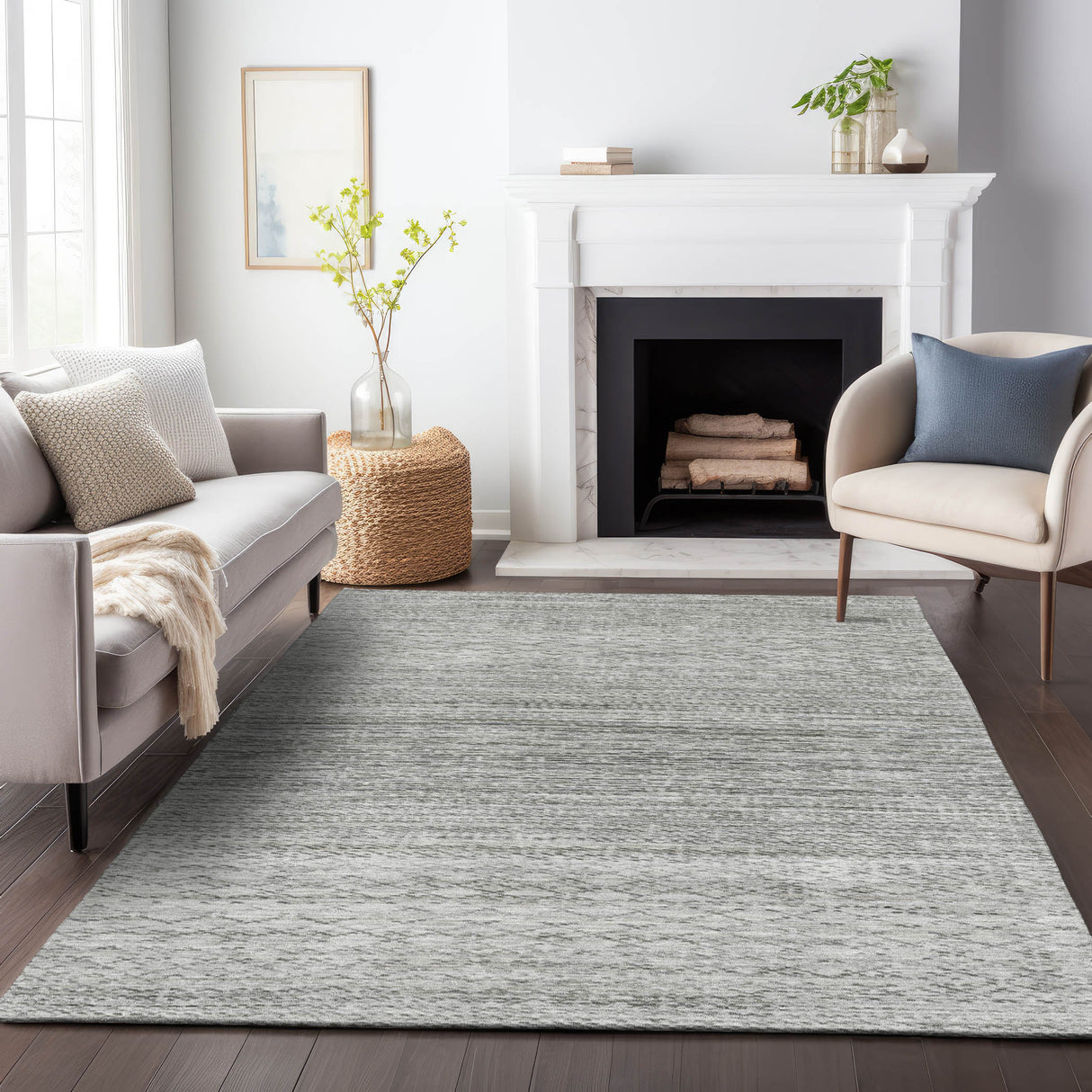 Addison Chantille ACN2150 Stripes Machine Made Transitional Gray Rug