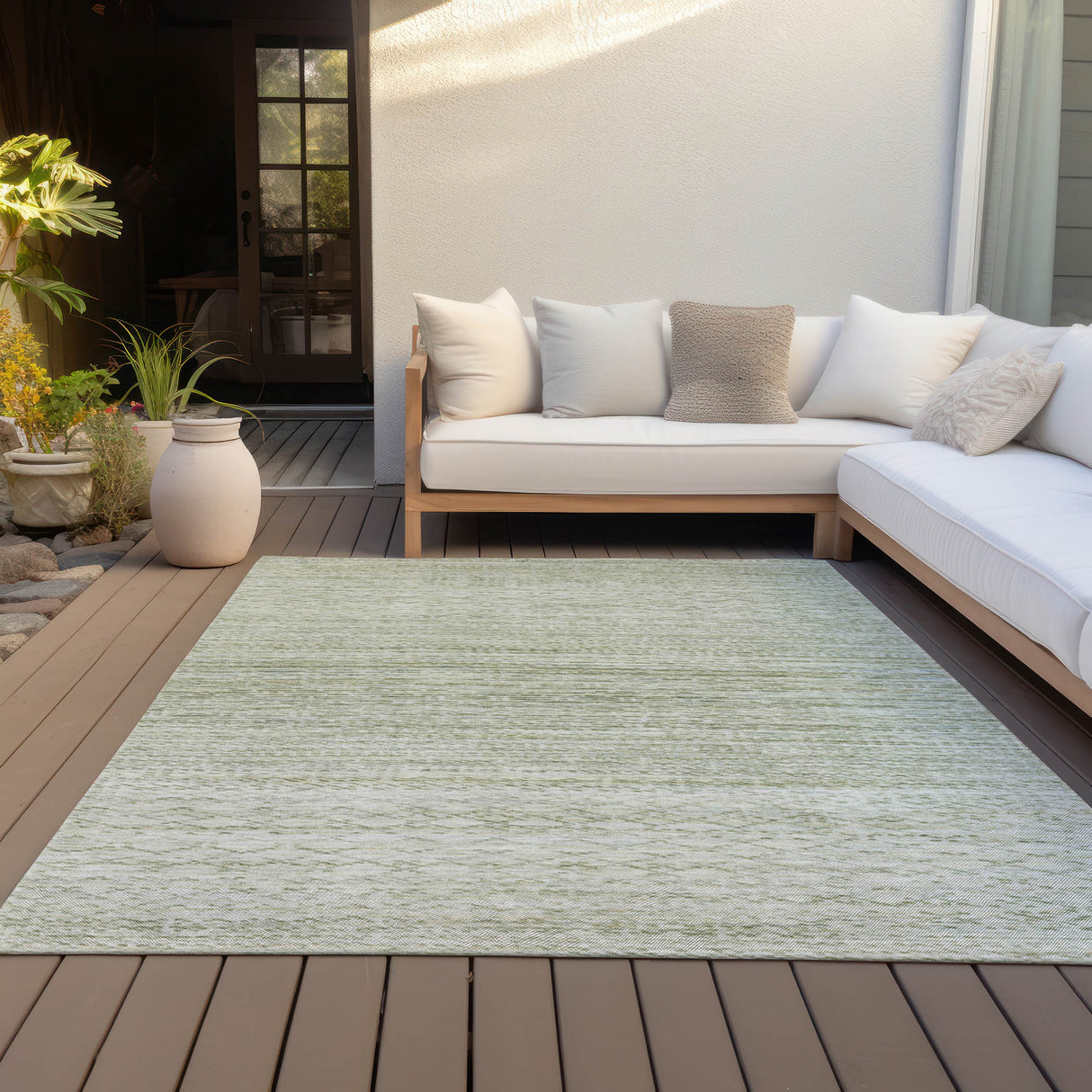 Addison Chantille ACN2150 Stripes Machine Made Transitional Sage Rug