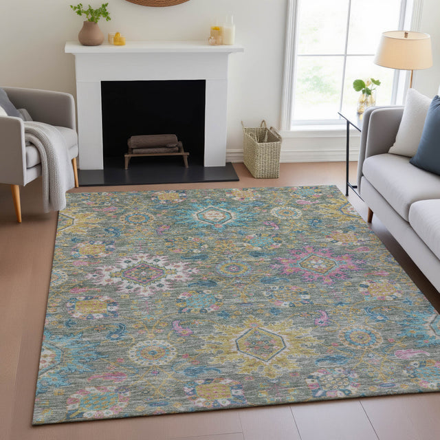 Addison Chantille ACN2151 Medallions Machine Made Traditional Aloe Rug