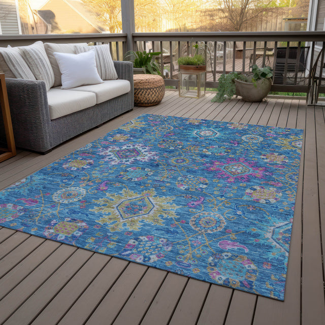 Addison Chantille ACN2151 Medallions Machine Made Traditional Blue Rug