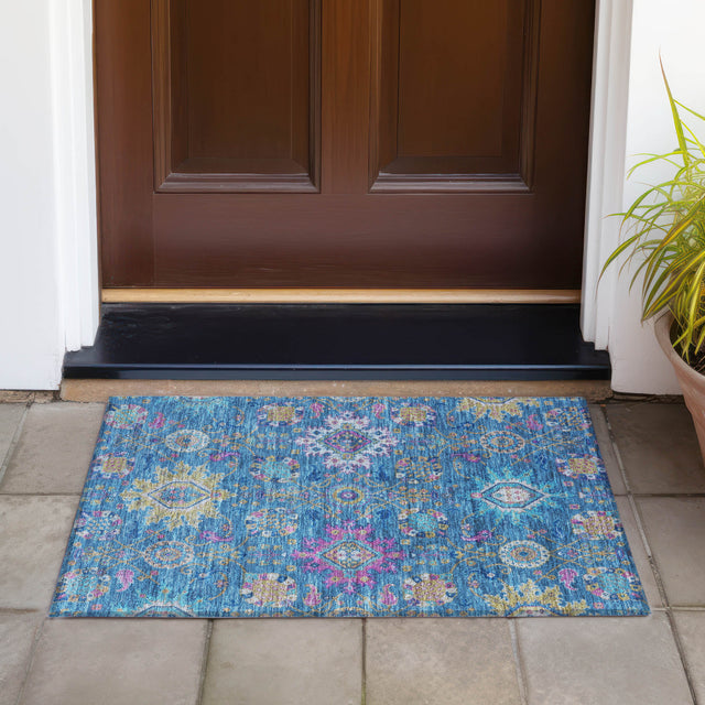 Addison Chantille ACN2151 Medallions Machine Made Traditional Blue Rug