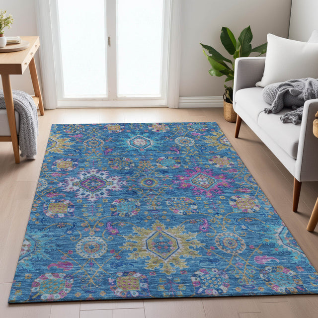 Addison Chantille ACN2151 Medallions Machine Made Traditional Blue Rug