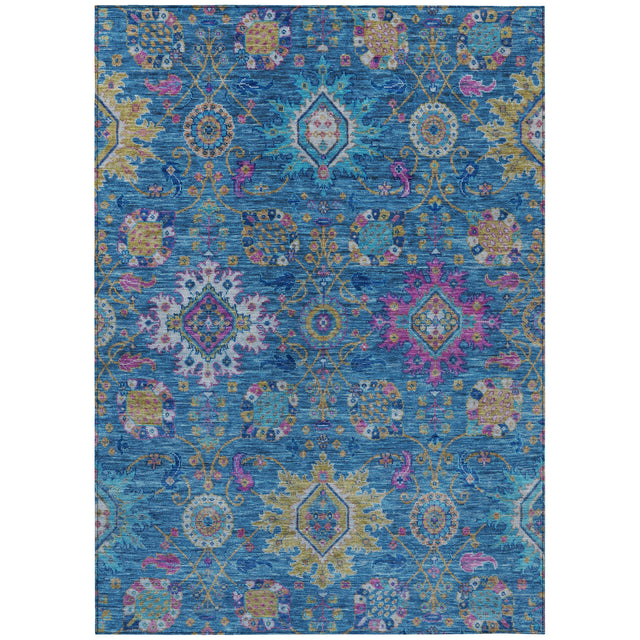 Addison Chantille ACN2151 Medallions Machine Made Traditional Blue Rug