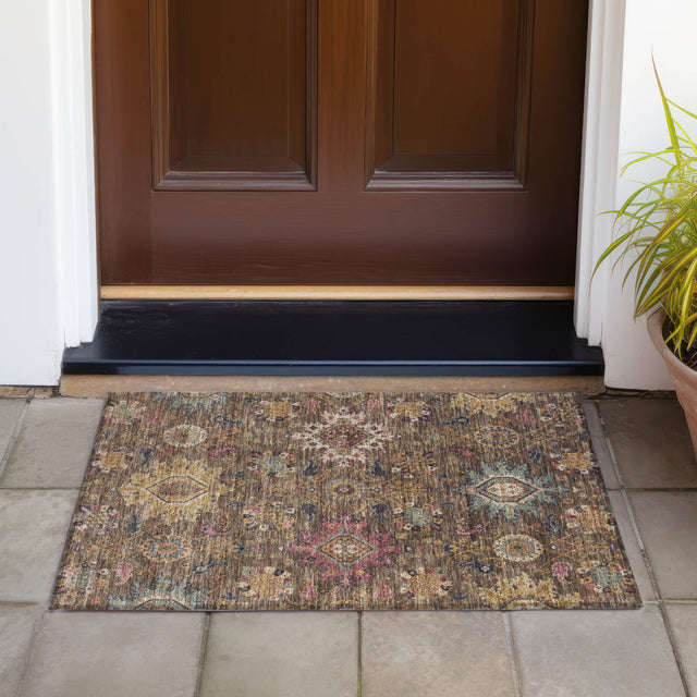 Addison Chantille ACN2151 Medallions Machine Made Traditional Chocolate Rug