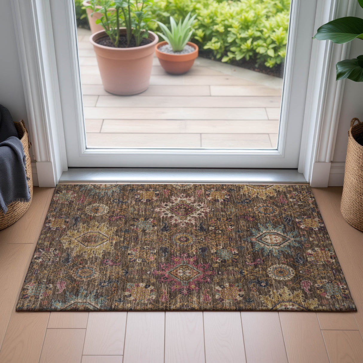 Addison Chantille ACN2151 Medallions Machine Made Traditional Chocolate Rug
