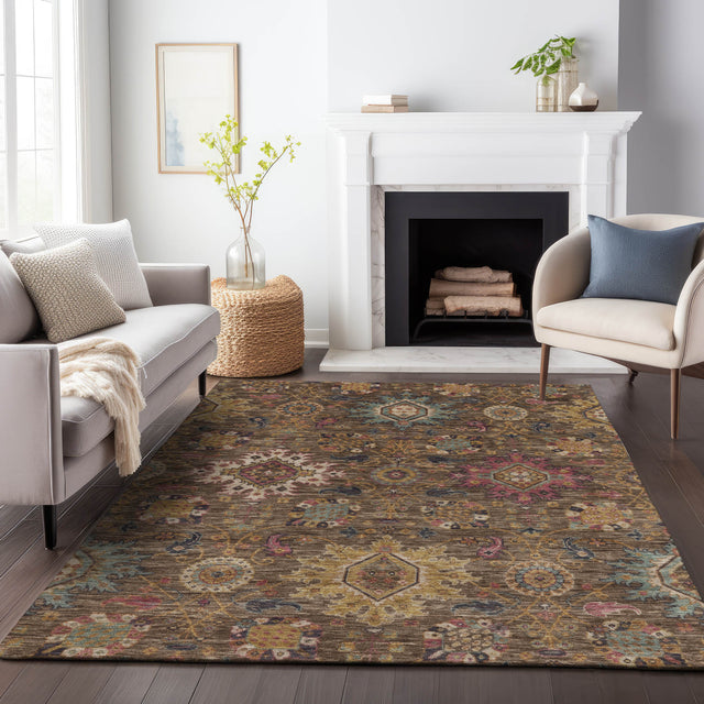 Addison Chantille ACN2151 Medallions Machine Made Traditional Chocolate Rug