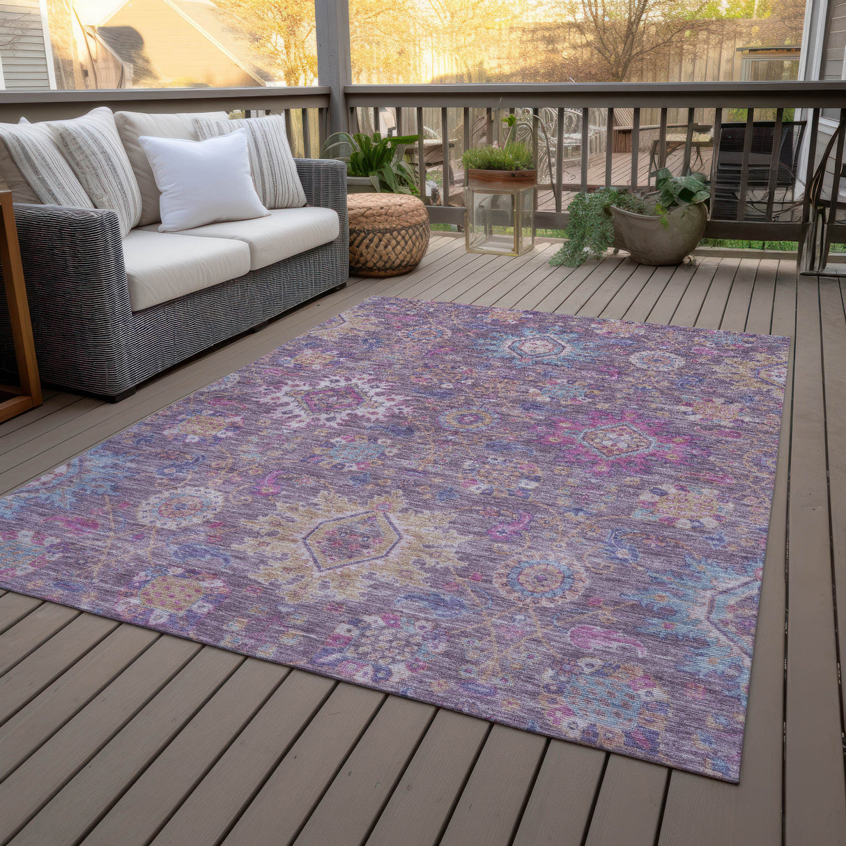 Addison Chantille ACN2151 Medallions Machine Made Traditional Eggplant Rug