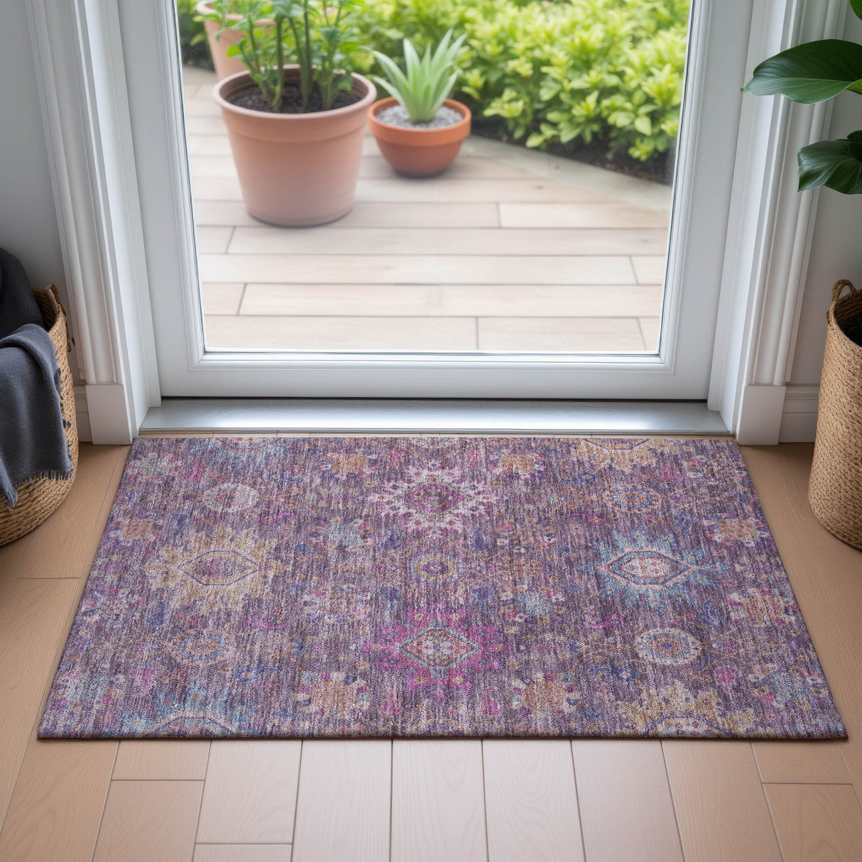 Addison Chantille ACN2151 Medallions Machine Made Traditional Eggplant Rug