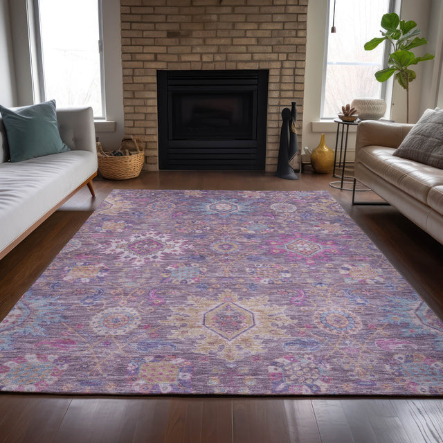 Addison Chantille ACN2151 Medallions Machine Made Traditional Eggplant Rug