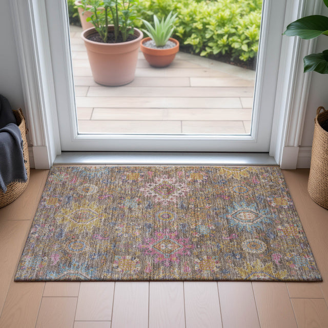 Addison Chantille ACN2151 Medallions Machine Made Traditional Mocha Rug