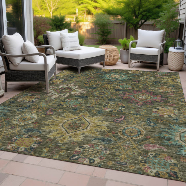 Addison Chantille ACN2151 Medallions Machine Made Traditional Olive Rug