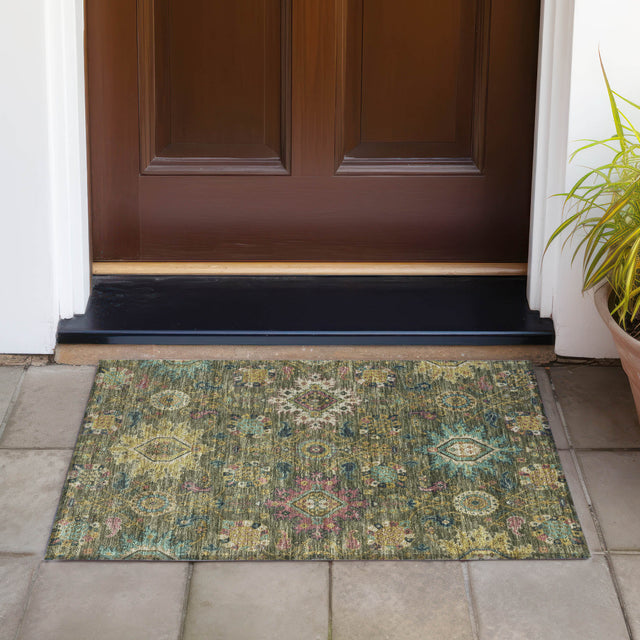 Addison Chantille ACN2151 Medallions Machine Made Traditional Olive Rug