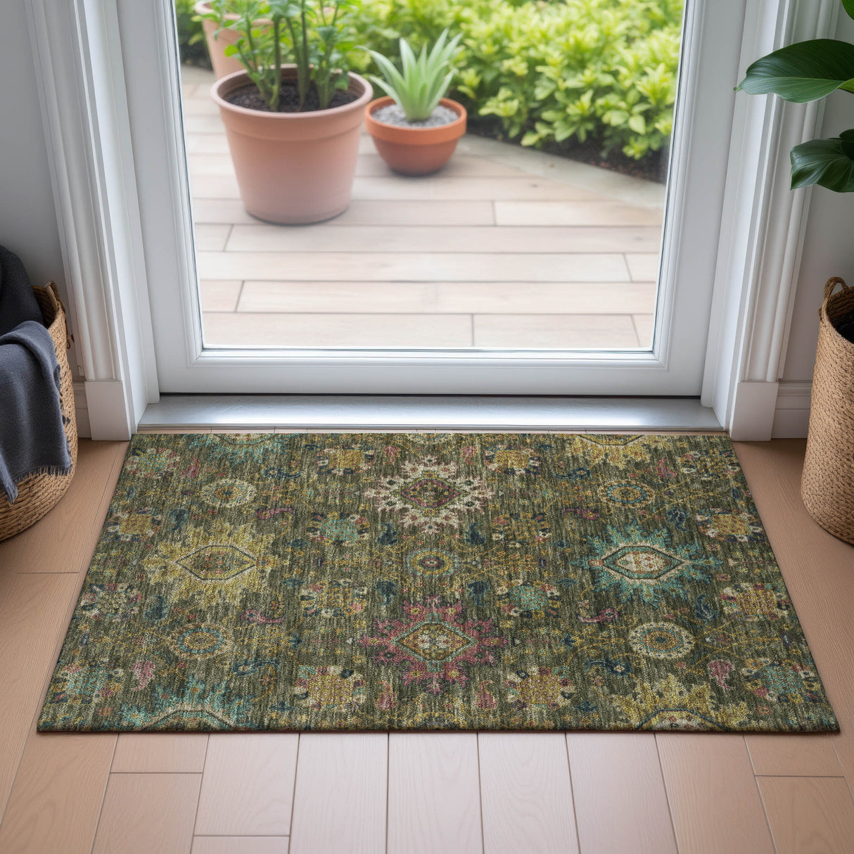 Addison Chantille ACN2151 Medallions Machine Made Traditional Olive Rug