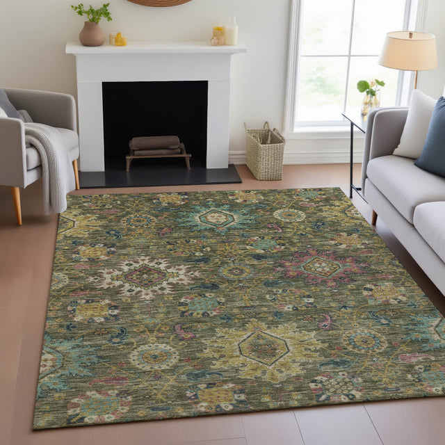 Addison Chantille ACN2151 Medallions Machine Made Traditional Olive Rug