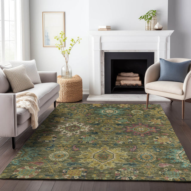 Addison Chantille ACN2151 Medallions Machine Made Traditional Olive Rug