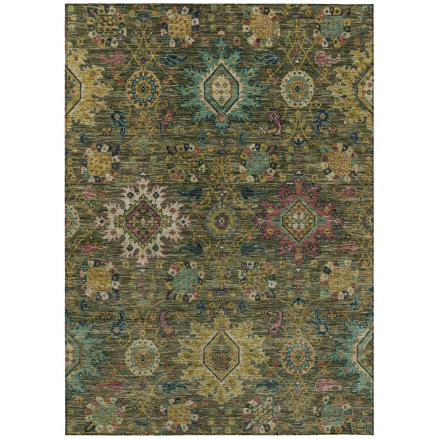 Addison Chantille ACN2151 Medallions Machine Made Traditional Olive Rug