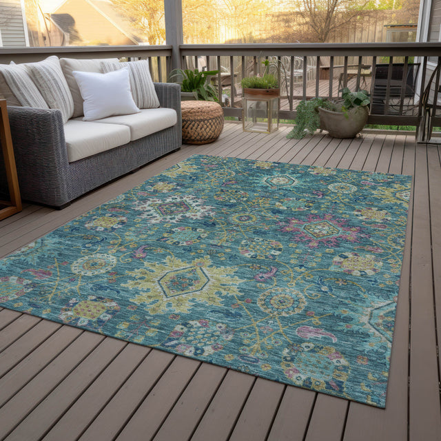 Addison Chantille ACN2151 Medallions Machine Made Traditional Teal Rug