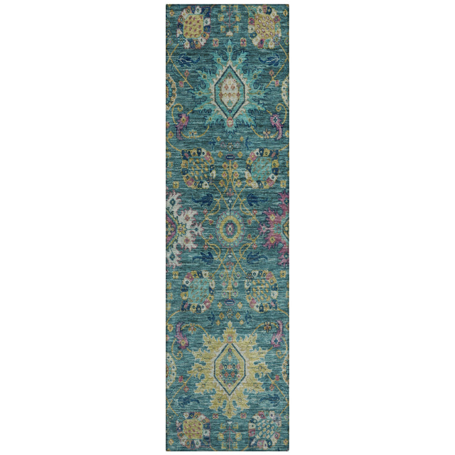 Addison Chantille ACN2151 Medallions Machine Made Traditional Teal Rug