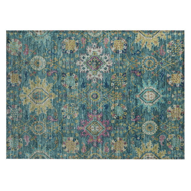 Addison Chantille ACN2151 Medallions Machine Made Traditional Teal Rug