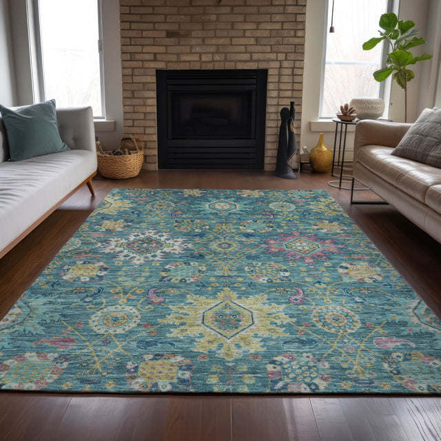 Addison Chantille ACN2151 Medallions Machine Made Traditional Teal Rug