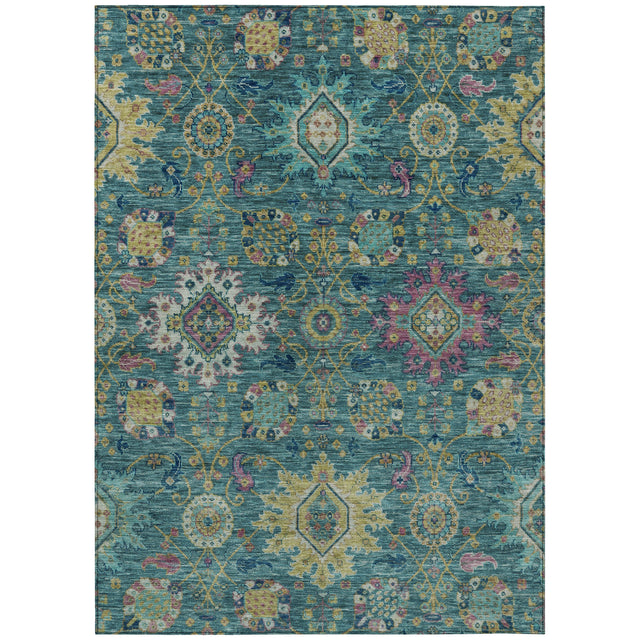 Addison Chantille ACN2151 Medallions Machine Made Traditional Teal Rug