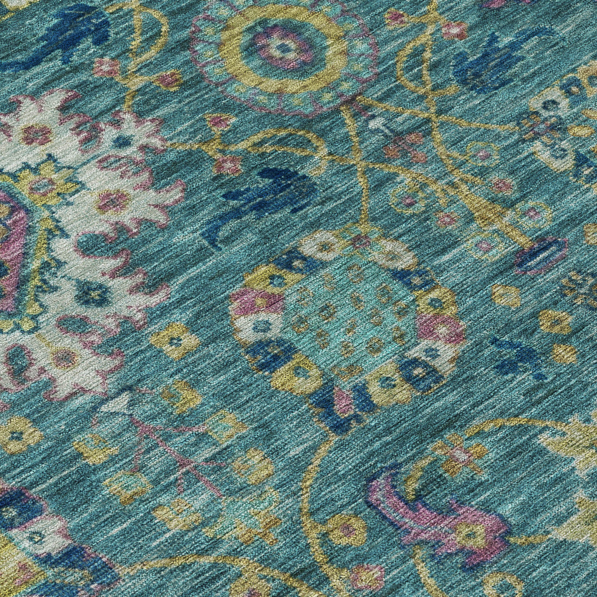 Addison Chantille ACN2151 Medallions Machine Made Traditional Teal Rug