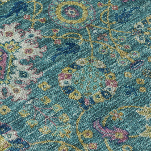 Addison Chantille ACN2151 Medallions Machine Made Traditional Teal Rug