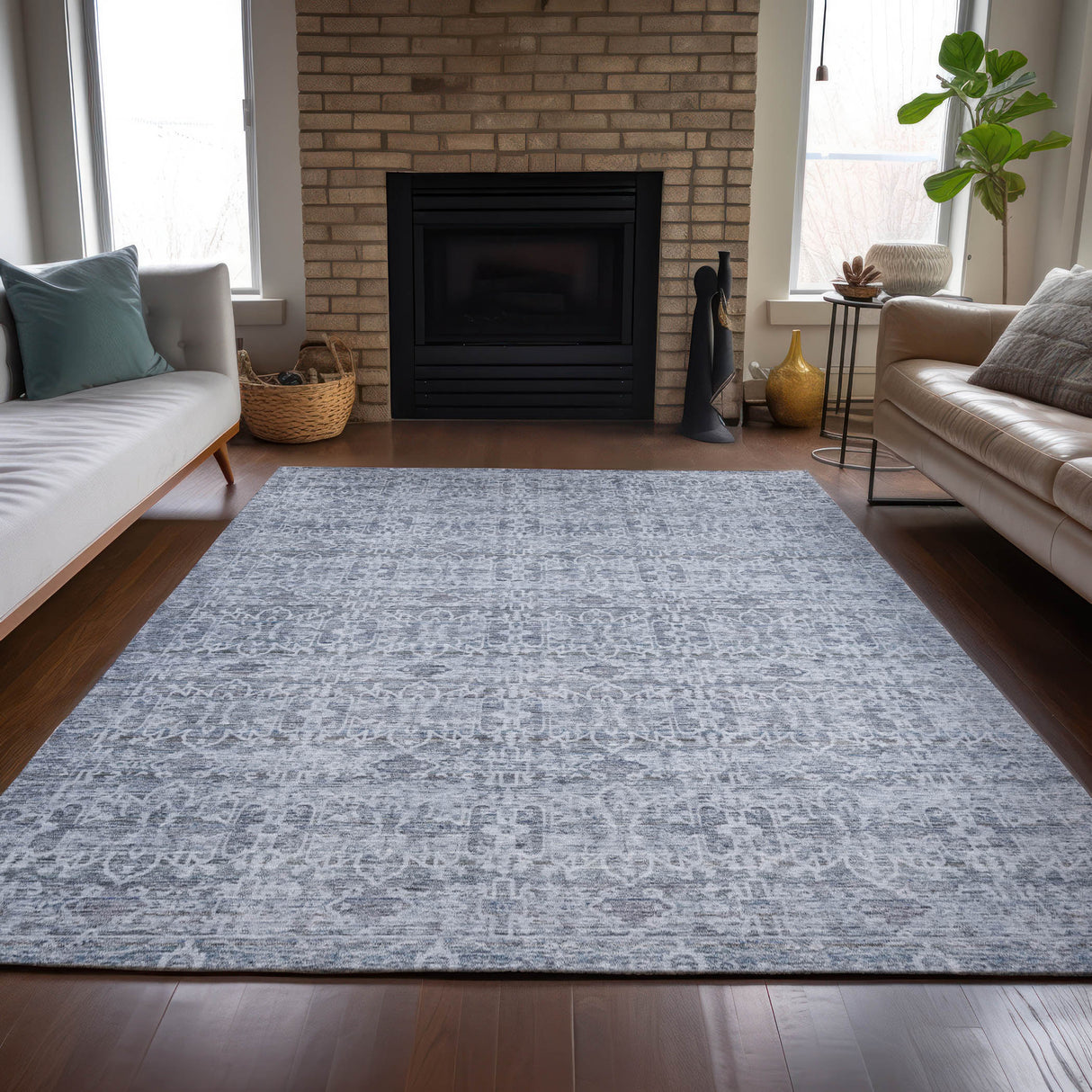 Addison Chantille ACN2152 Stripes Machine Made Transitional Blue Rug