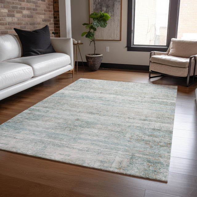 Addison Chantille ACN2154 Stripes Machine Made Transitional Aqua Rug