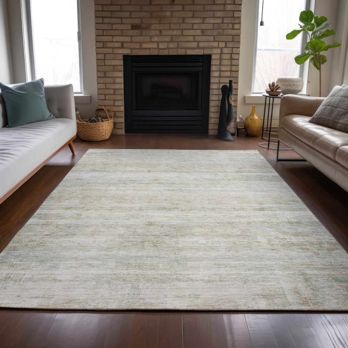 Addison Chantille ACN2154 Stripes Machine Made Transitional Putty Rug