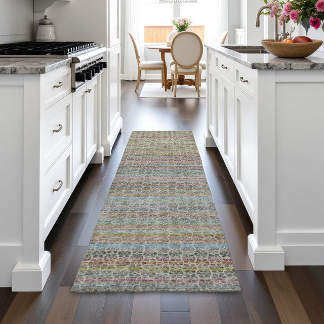 Addison Chantille ACN2155 Stripes Machine Made Transitional Aqua Rug