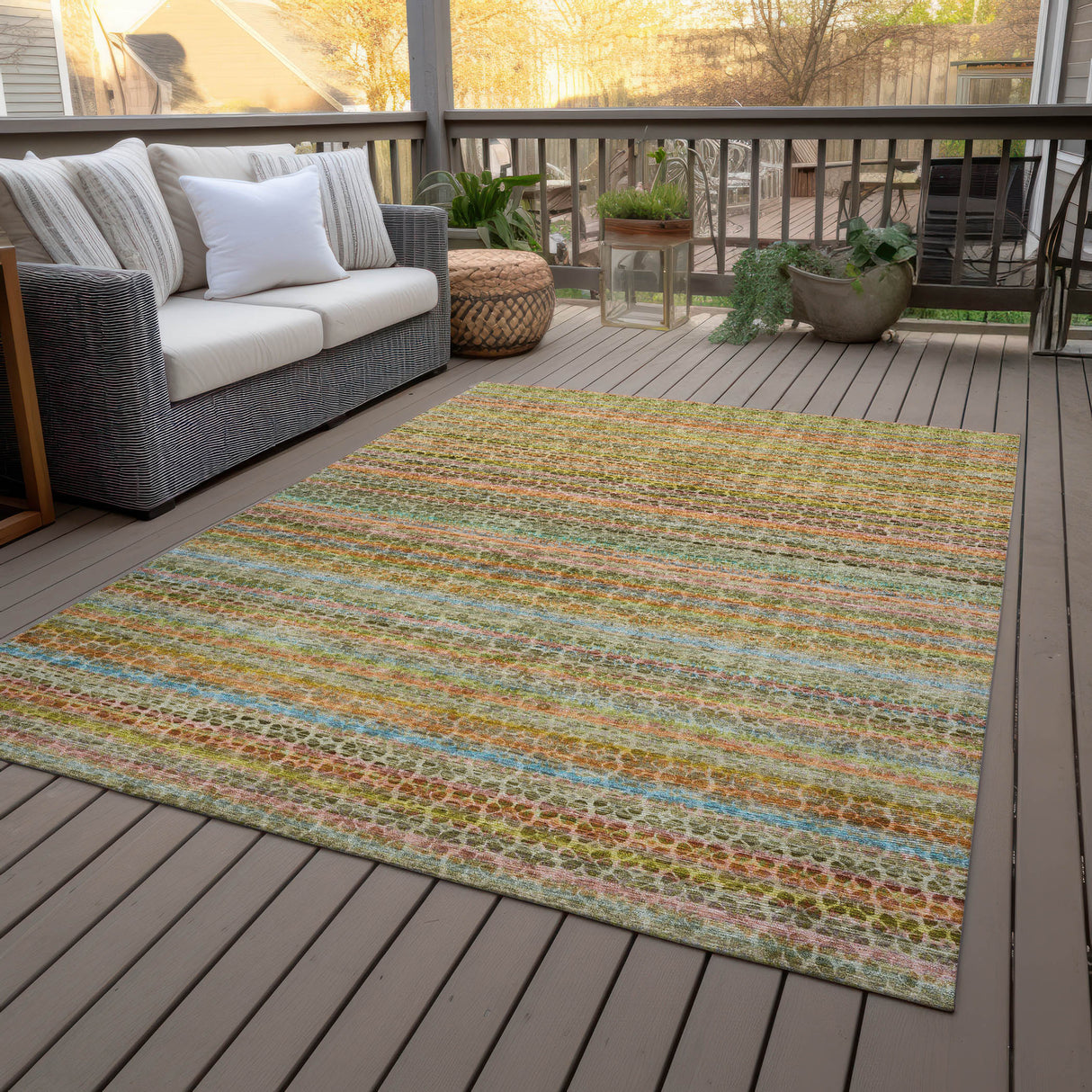Addison Chantille ACN2155 Stripes Machine Made Transitional Coral Rug