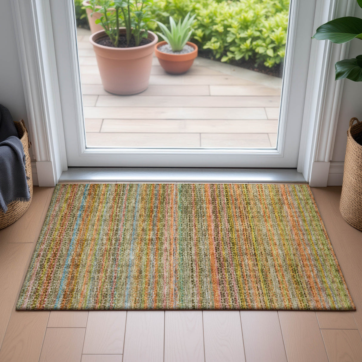 Addison Chantille ACN2155 Stripes Machine Made Transitional Coral Rug