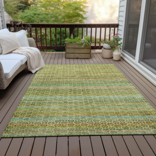 Addison Chantille ACN2155 Stripes Machine Made Transitional Green Rug