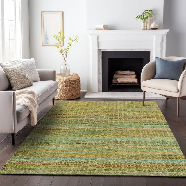 Addison Chantille ACN2155 Stripes Machine Made Transitional Green Rug