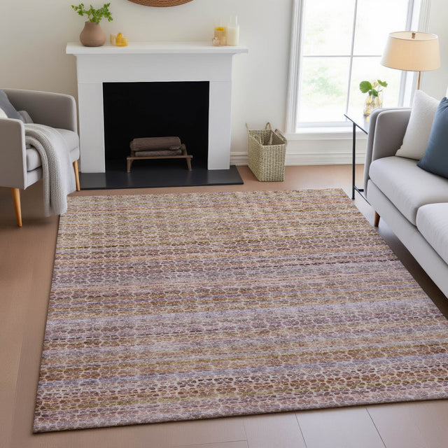 Addison Chantille ACN2155 Stripes Machine Made Transitional Khaki Rug