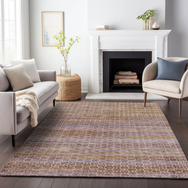 Addison Chantille ACN2155 Stripes Machine Made Transitional Khaki Rug