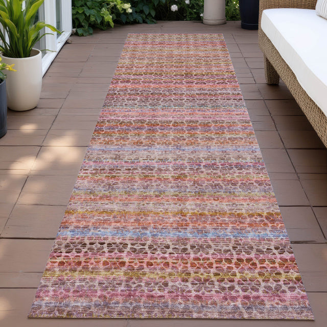 Addison Chantille ACN2155 Stripes Machine Made Transitional Pink Rug