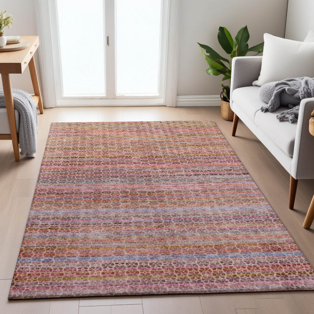 Addison Chantille ACN2155 Stripes Machine Made Transitional Pink Rug