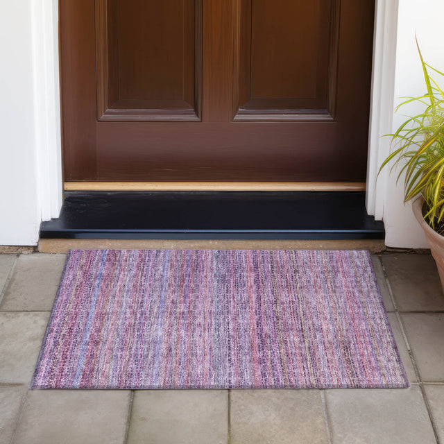 Addison Chantille ACN2155 Stripes Machine Made Transitional Purple Rug