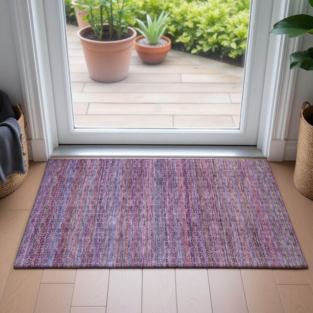 Addison Chantille ACN2155 Stripes Machine Made Transitional Purple Rug
