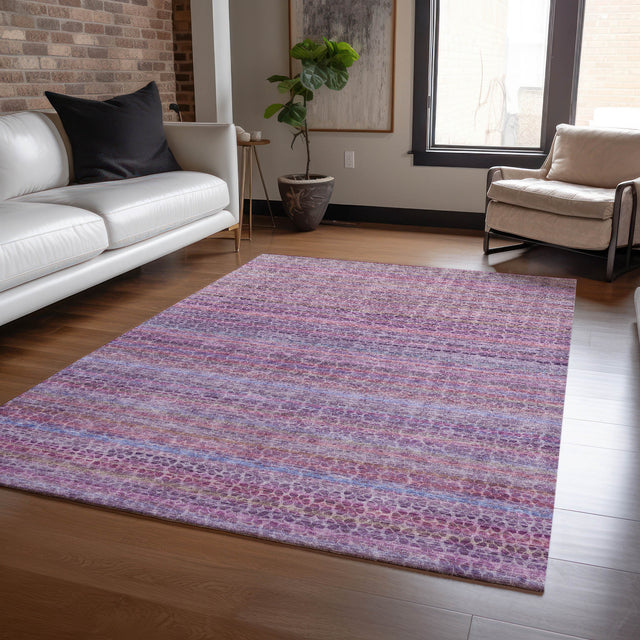 Addison Chantille ACN2155 Stripes Machine Made Transitional Purple Rug
