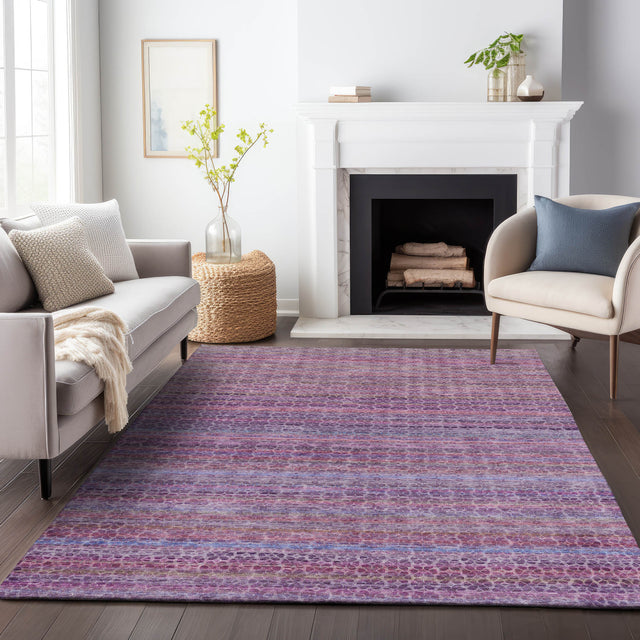 Addison Chantille ACN2155 Stripes Machine Made Transitional Purple Rug
