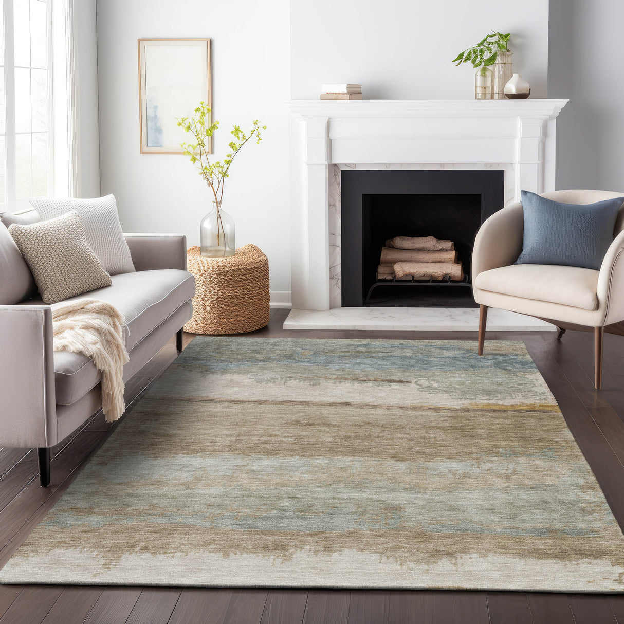Addison Chantille ACN2156 Modern Machine Made Transitional Beige Rug