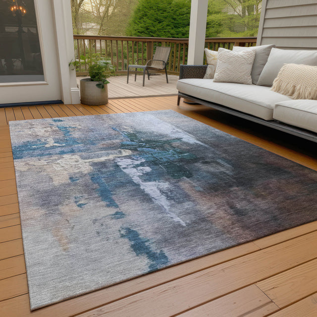 Addison Chantille ACN2157 Abstract Machine Made Transitional Blue Rug