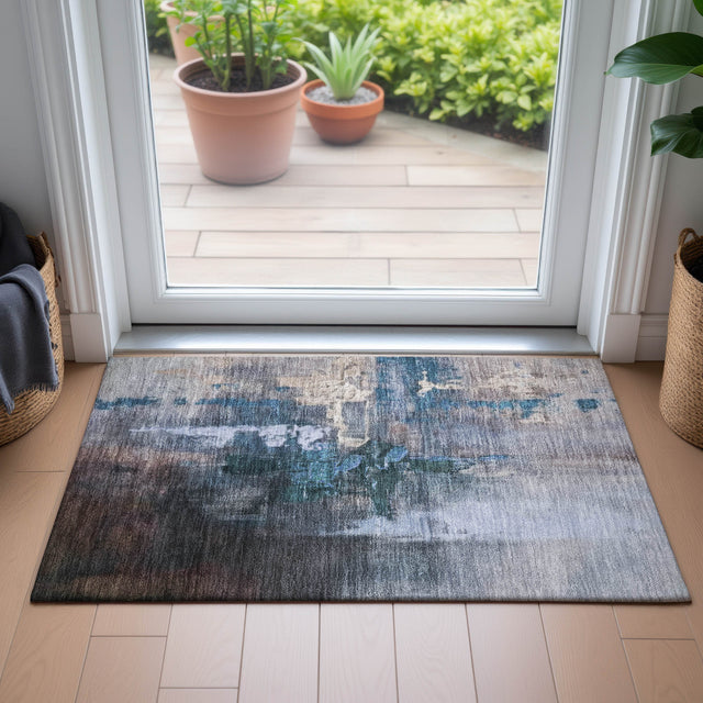 Addison Chantille ACN2157 Abstract Machine Made Transitional Blue Rug