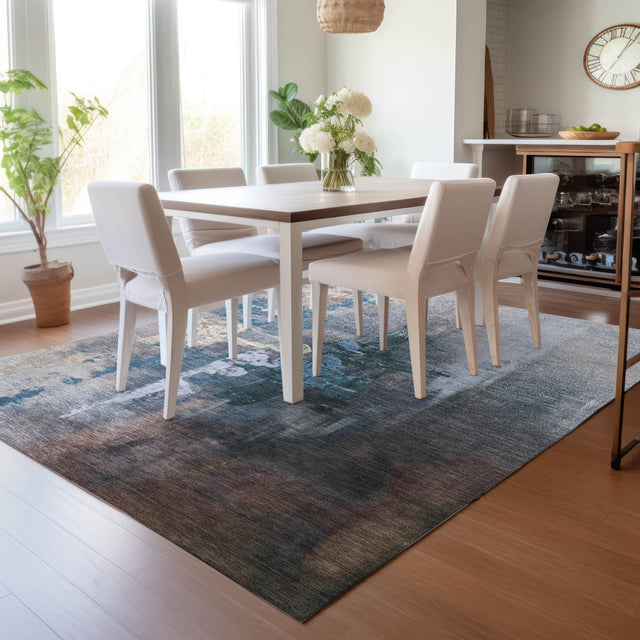 Addison Chantille ACN2157 Abstract Machine Made Transitional Blue Rug