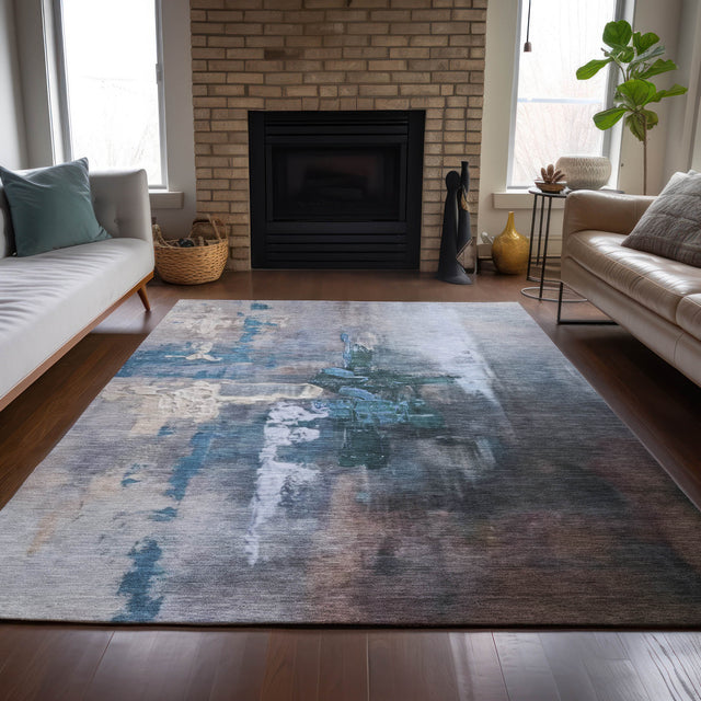 Addison Chantille ACN2157 Abstract Machine Made Transitional Blue Rug