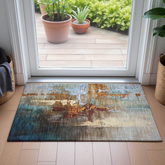 Addison Chantille ACN2157 Abstract Machine Made Transitional Paprika Rug