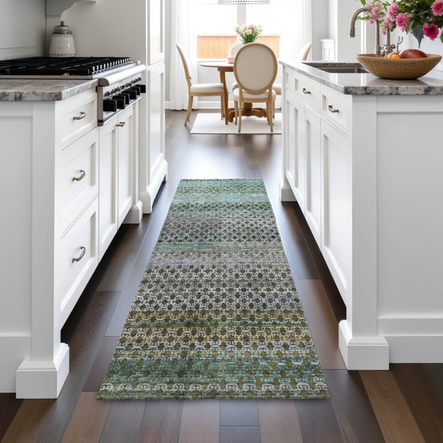 Addison Chantille ACN2158 Abstract Machine Made Transitional Green Rug